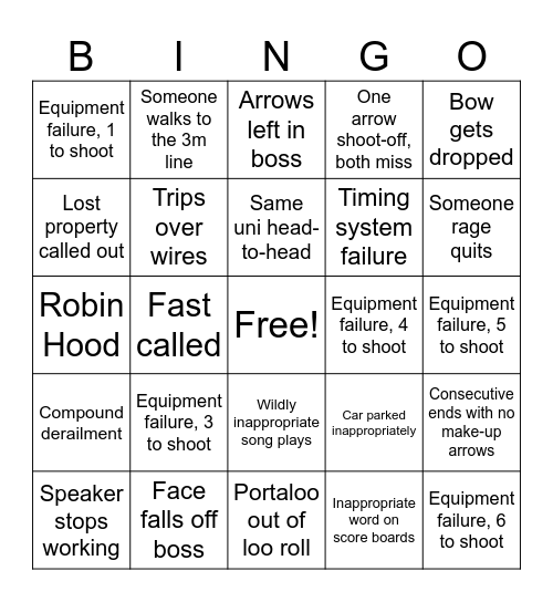 BUCS OD Bingo 2026 Bingo Card
