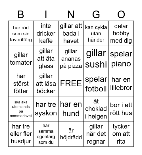 Mänsklig bingo: Hitta någon som... Bingo Card