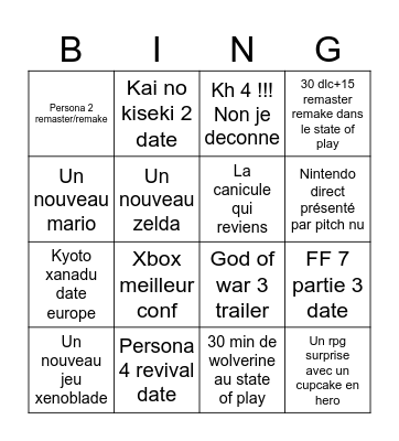 Annonce juin Bingo Card