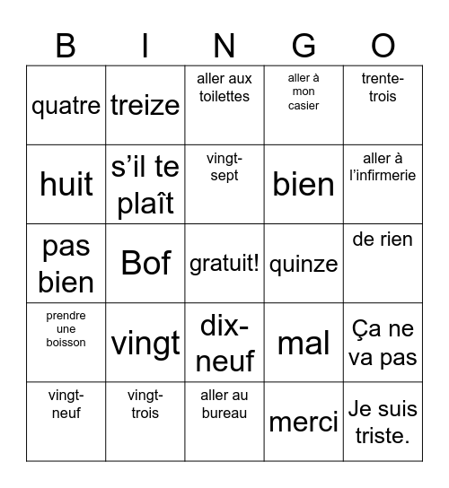 John Nakielski Bingo Card