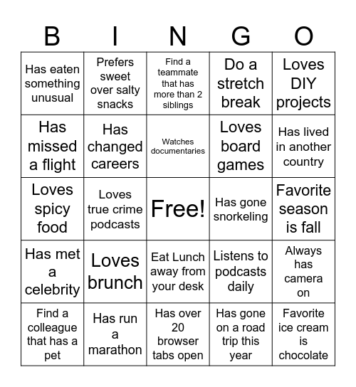 Hodess Bingo Card