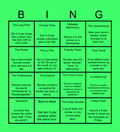 Wayfinders Review Card Bingo Card