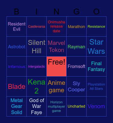June 2026 Sony State of Play Bingo Card