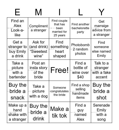 Bachelorette Bingo! Bingo Card