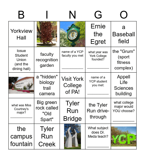 York College Bingo 2 Bingo Card