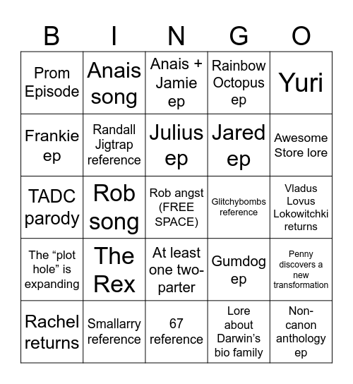 Wonderfully Weird Bingo Card