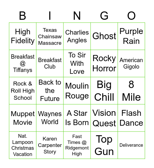 Movie Songs Bingo Card