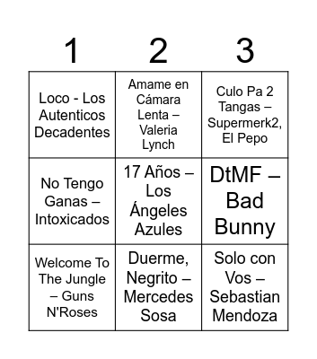 BINGO MUSICAL Bingo Card