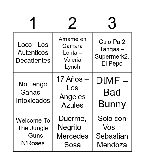 BINGO MUSICAL Bingo Card