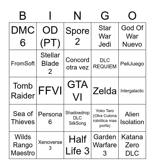 Summer game fest bingo Card
