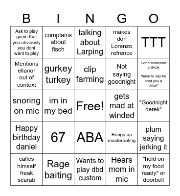 PLUM BINGO Card