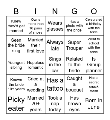 Bach Bingo Card
