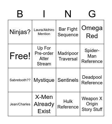 Untitled Bingo Card