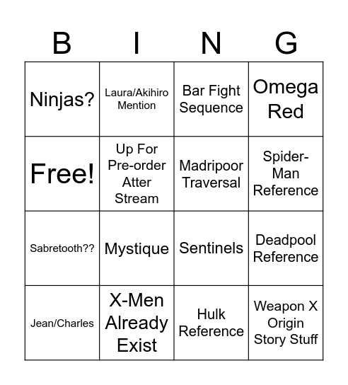 Untitled Bingo Card
