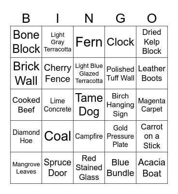 MINECRAFT BINGO Card