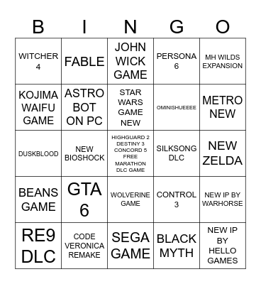 SUMMER GAME FEST BINGOOOOO Bingo Card