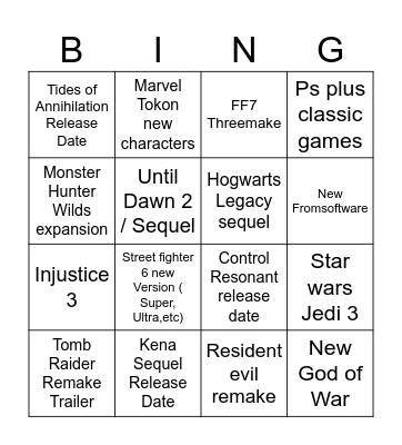 State of Play / SGF Bingo Card