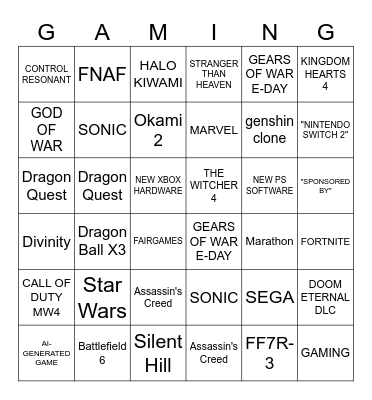 SGF-SOP-XBXD Bingo Card