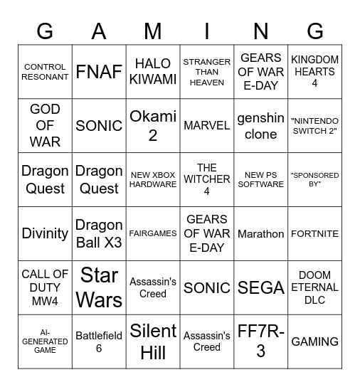 SGF-SOP-XBXD Bingo Card