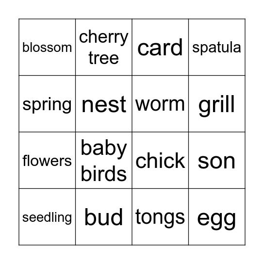 Spring Bingo Card