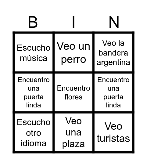 Bingo de Caminata por el barrio Bingo Card