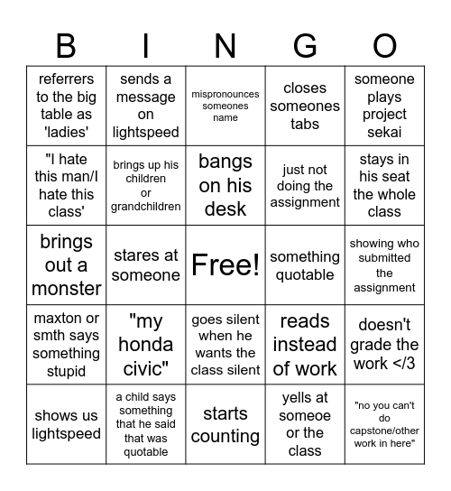 mr arnold bingo but its IED PD4 Bingo Card
