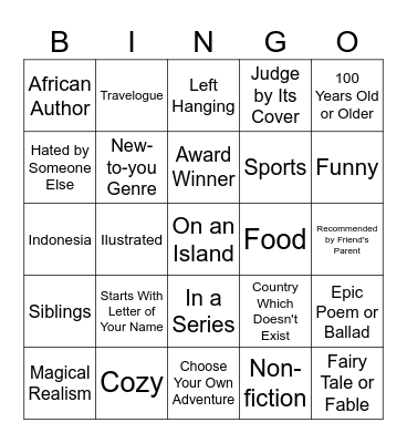 Book Bingo Card