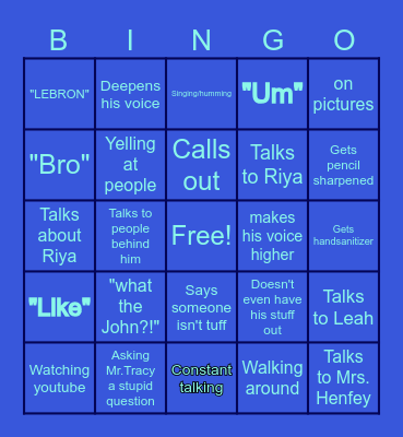Elijah Bingo Card