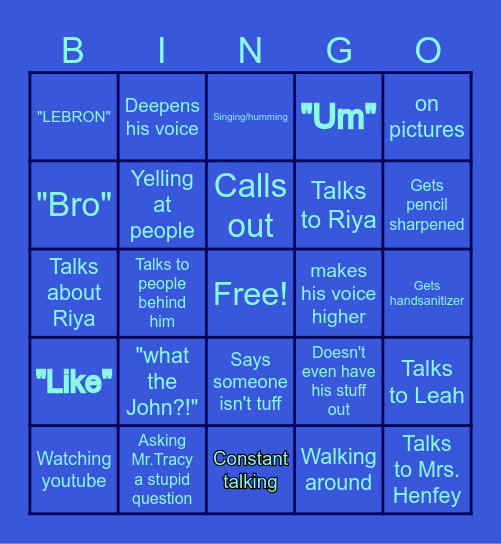 Elijah Bingo Card