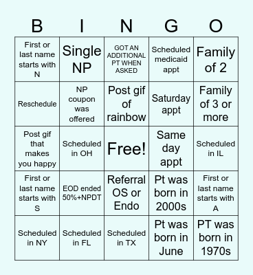 June Bingo for Sky Blue Bingo Card