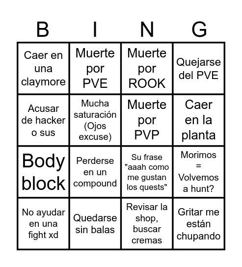 Marathon Perspective Bingo Card