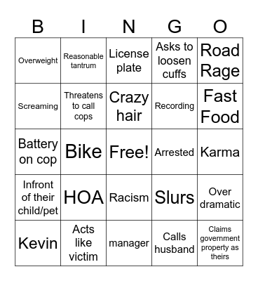 Karen Bingo Card