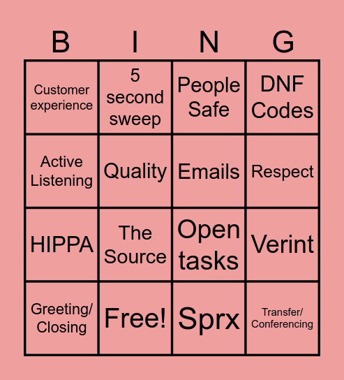 PSR work day! Bingo Card