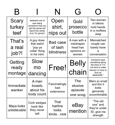 Love Island Series 8000 Bingo Card