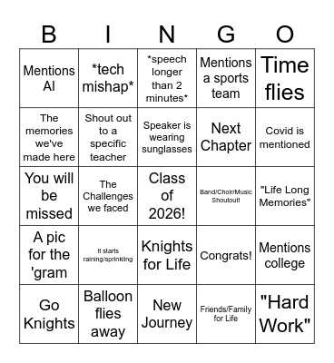 Graduation Bingo! Bingo Card