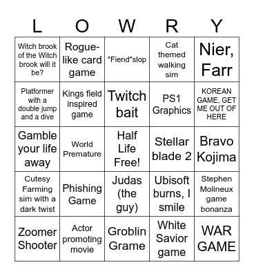 Whatever Bingo Card