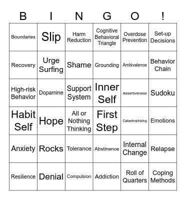 First Step Bingo Card
