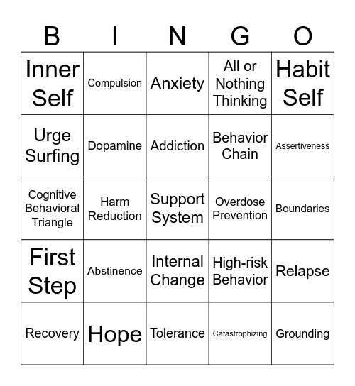First Step Bingo Card