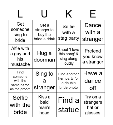 Shannons Hen Fest Bingo Card