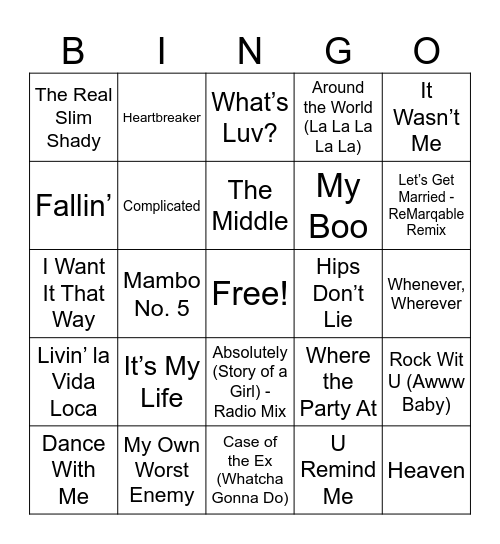 Y2K Rd 1 Bingo Card