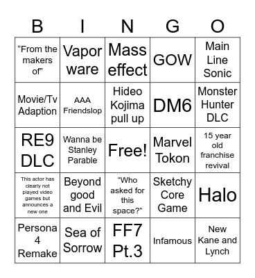 SGF 2026 Bingo Card