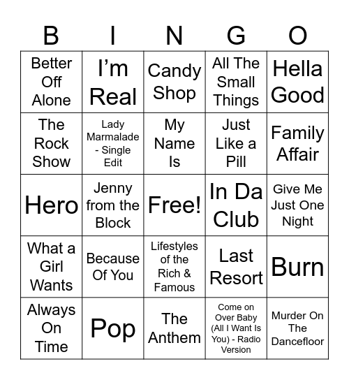 Y2K Rd 4 Bingo Card