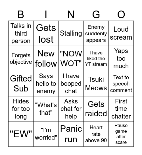 ScaredyChlo's Routine Bingo! (post in discord) Bingo Card