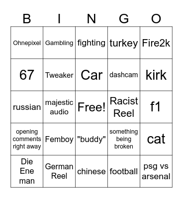 Instagram bingo Card