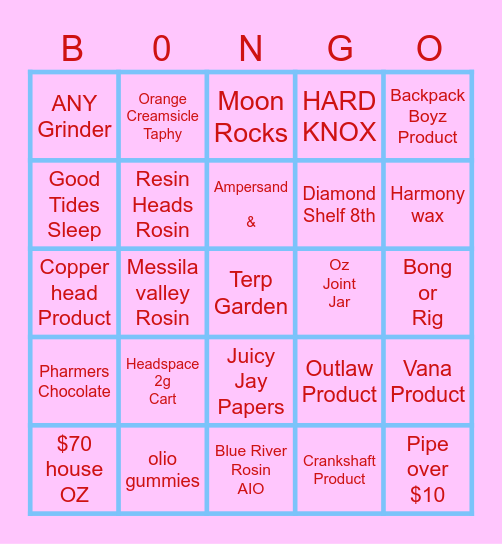 BONGO Bingo Card