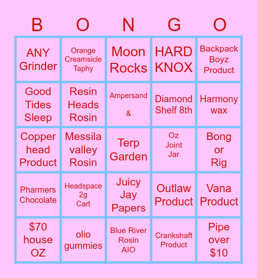 BONGO Bingo Card
