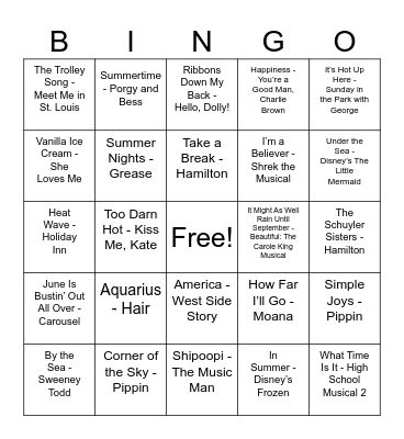 Summer Bingo Card