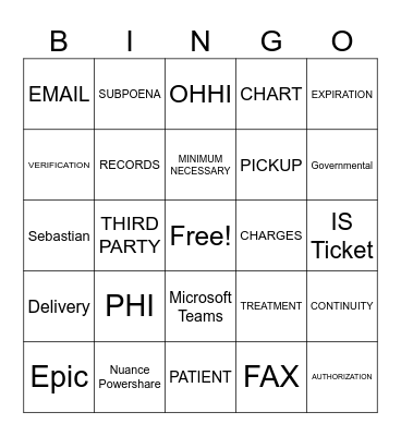 HIM ELG Week Bingo Card