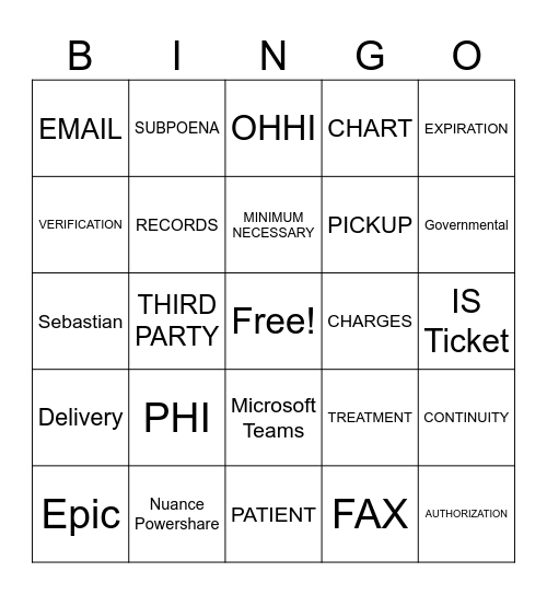 HIM ELG Week Bingo Card