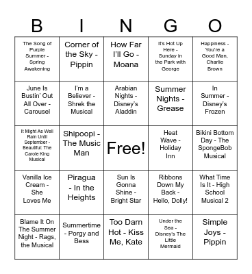 Summer Bingo Card